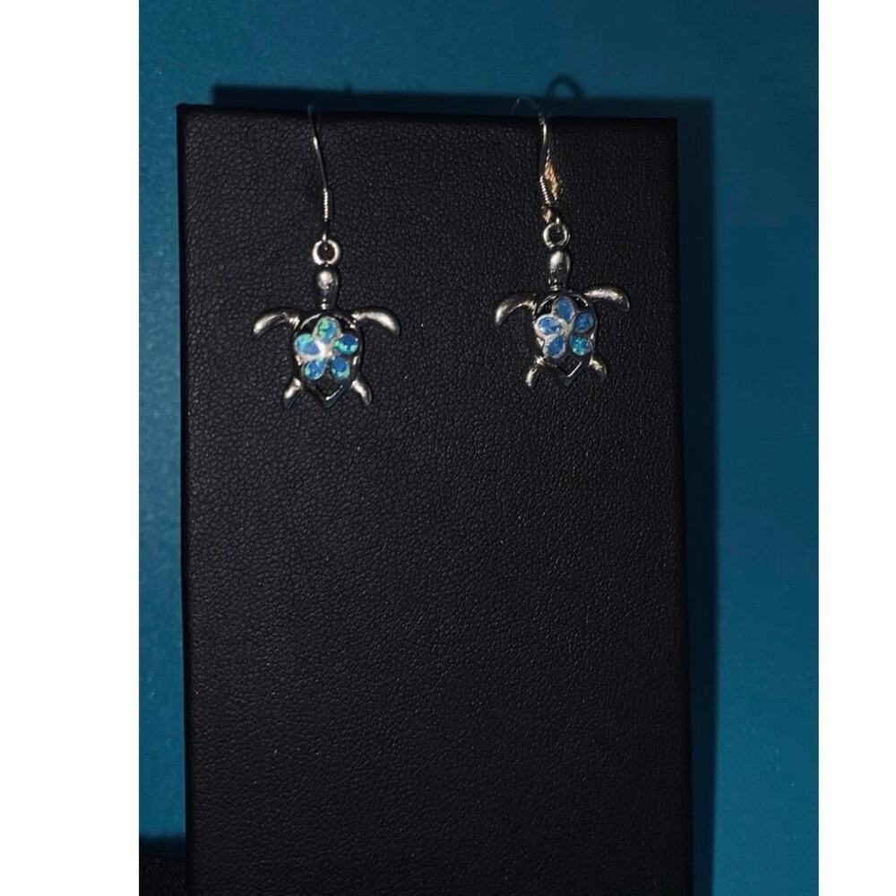 S925 5.9G SYNTHETIC OPAL TURTLES EARRINGS